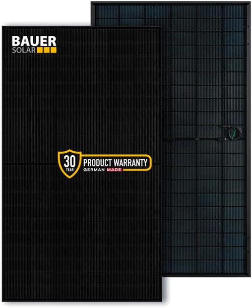 Panneau solaire BAUER 425 W, faces avant et arrière / BAUER 425 W solar panel, front and rear views